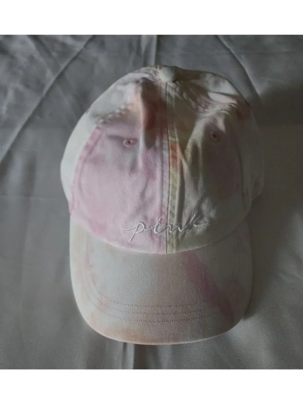 Victoria's Secret PINK White Multi/Tie Dye Baseball Hat One Size New With Tags - Picture 3 of 13